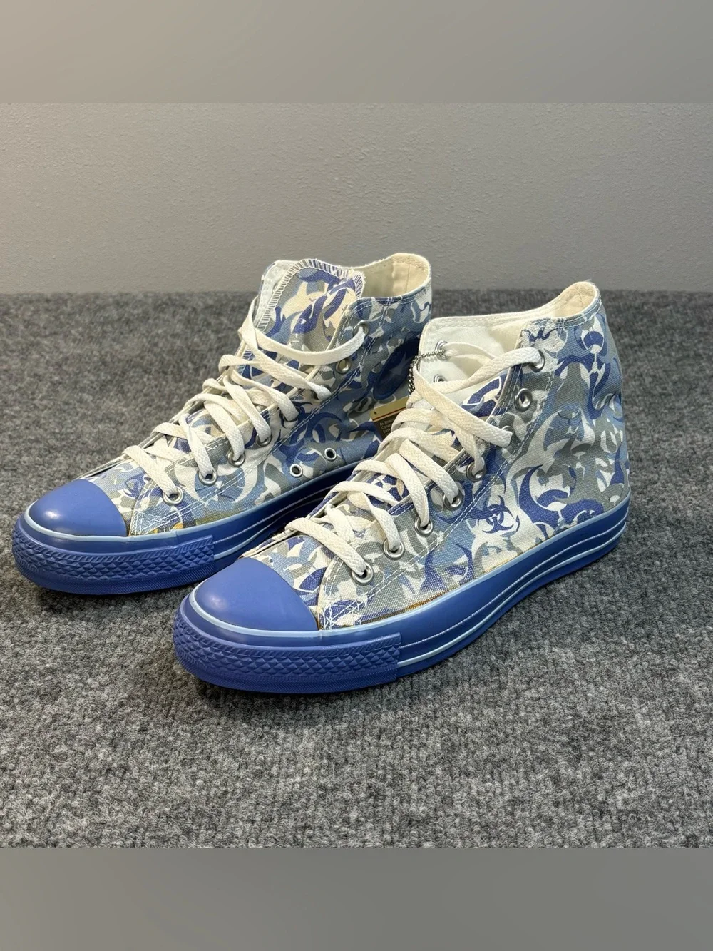 Converse All Star High Top Blue Camo Biohazard Aquatic VTG 1W317 Mens Sz 8 Tag - Picture 2 of 16